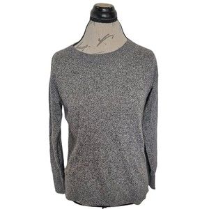 Gap Womens Sweater Size XS Ribbed Neckline Gray Slit Crew Brooklyn Black Sand